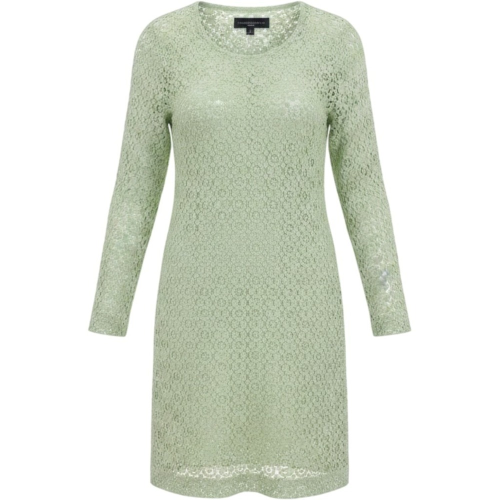 Victoria Beckham Lace Dress Womens M Green Long Sleeve Eyelet Mini Shift
